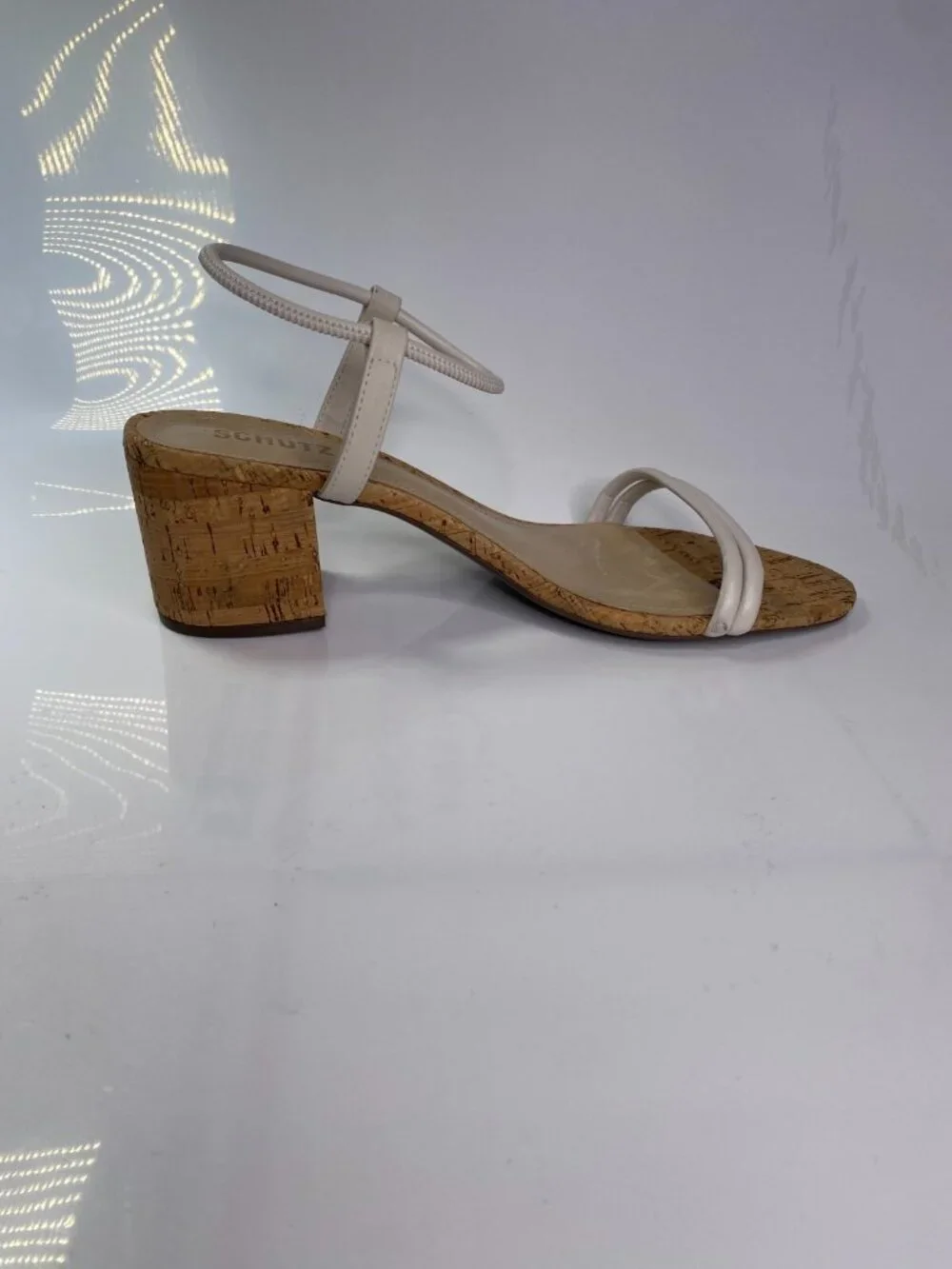 Schutz Women's Gimenez 65MM Leather & Cork Block Heel Sandals Sz 10.5
